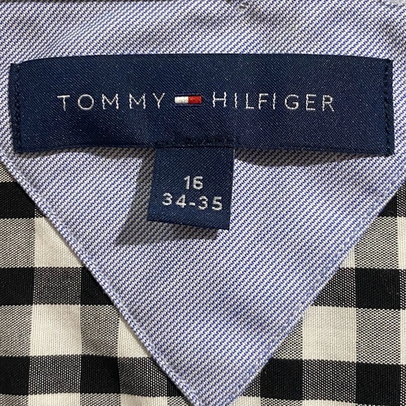 Tommy Hilfiger Men's 16 Black & White Plaid Casual Button Down Long Sleeve Shirt - Picture 10 of 12